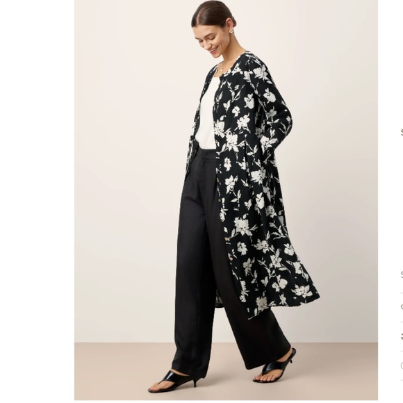 100% Linen Floral Printed Gathered Maxi Dress ELODIE - Picture 3 of 10